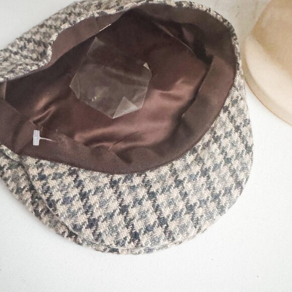The Quality Cap Made in UK Houndstooth Print Wool Newsboy Cap M - Picture 8 of 8